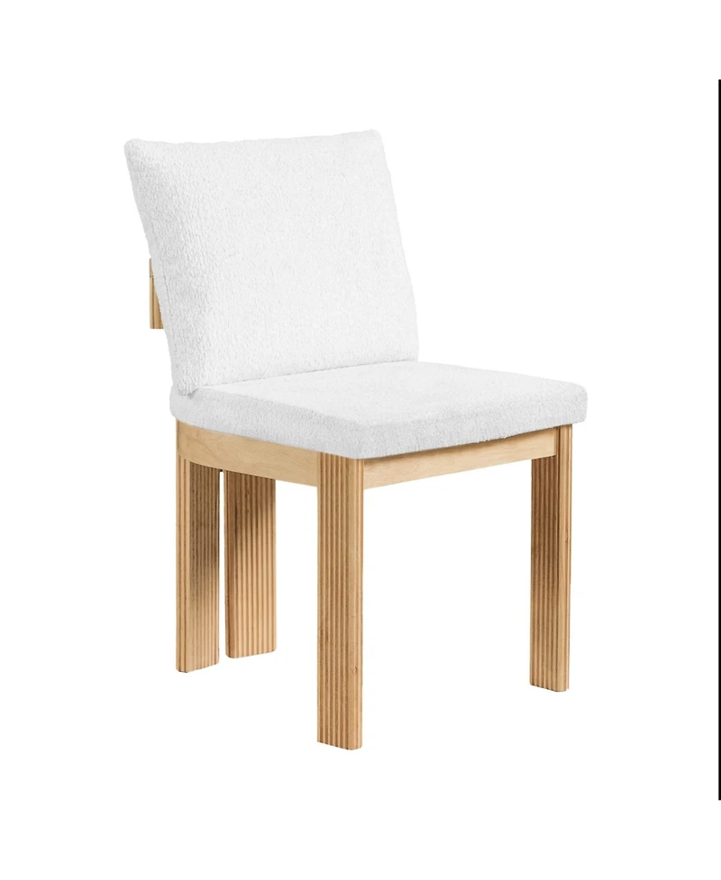 Flynama Set of 2 Boucle Dining Chairs with Rubber Wood Frame, Indoor Kitchen and Dining Room Chairs