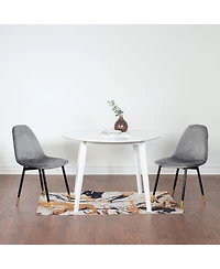 Flynama 5-Piece Contemporary White Round Dining Set, Mdf Table and 4 Velvet Chairs