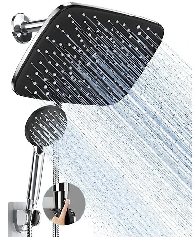 Cyqbd 11.8" Rain Shower Head Handheld Dual 5 Modes Hose