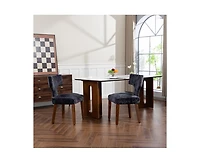 Flynama Set of 2 Chenille Mid Century Dining Chairs, Upholstered Kitchen Chairs