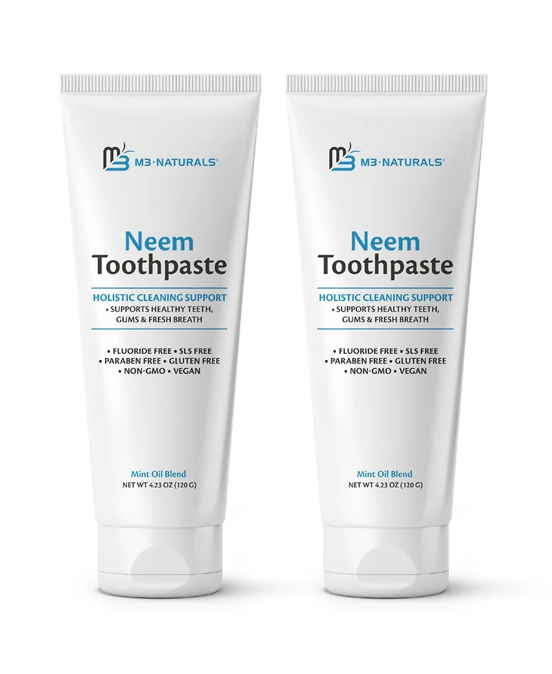 M3 Fluoride Free Neem Toothpaste with Mint Herbal Toothpaste 4.23 Ounce, Pack of 2