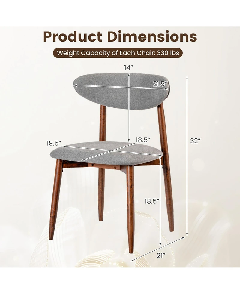 Sugift Set of 4 Fabric Upholstered Dining Chairs with Curved Backrests