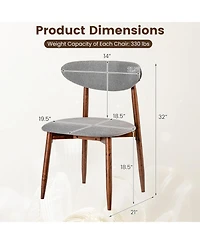 Sugift Set of 4 Fabric Upholstered Dining Chairs with Curved Backrests
