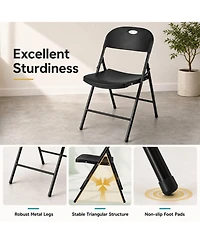 Sugift Set of 6 Foldable Plastic Chairs with Ergonomic Backrest