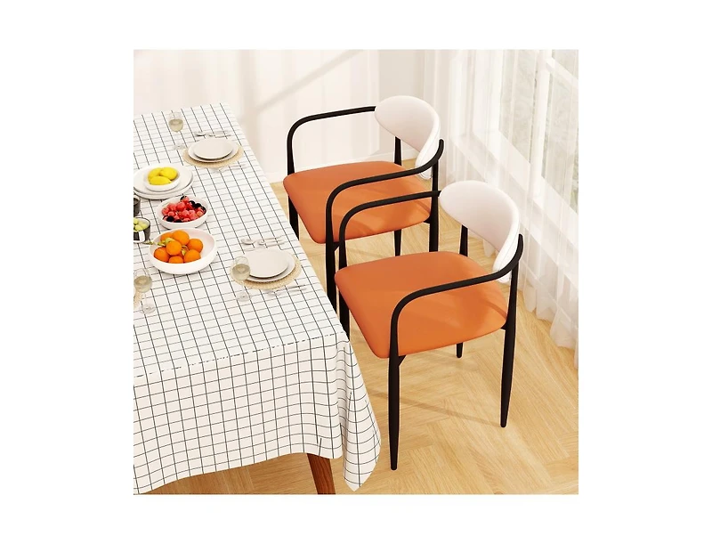 Sugift Modern Dining Chairs Set of 2 with Padded Faux Leather Seat and Curved Back