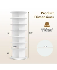 Sugfit 7-Tier Rotating Shoe Rack Tower 360 Degree Spinning Freestanding Organizer for 28 Pairs