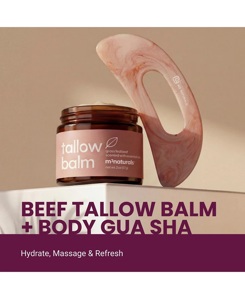 M3 Beef Tallow Scented Balm and Gua Sha Bundle with Grass-Fed Beef Tallow, Honey, Beeswax, Olive Oil and Massage Tool