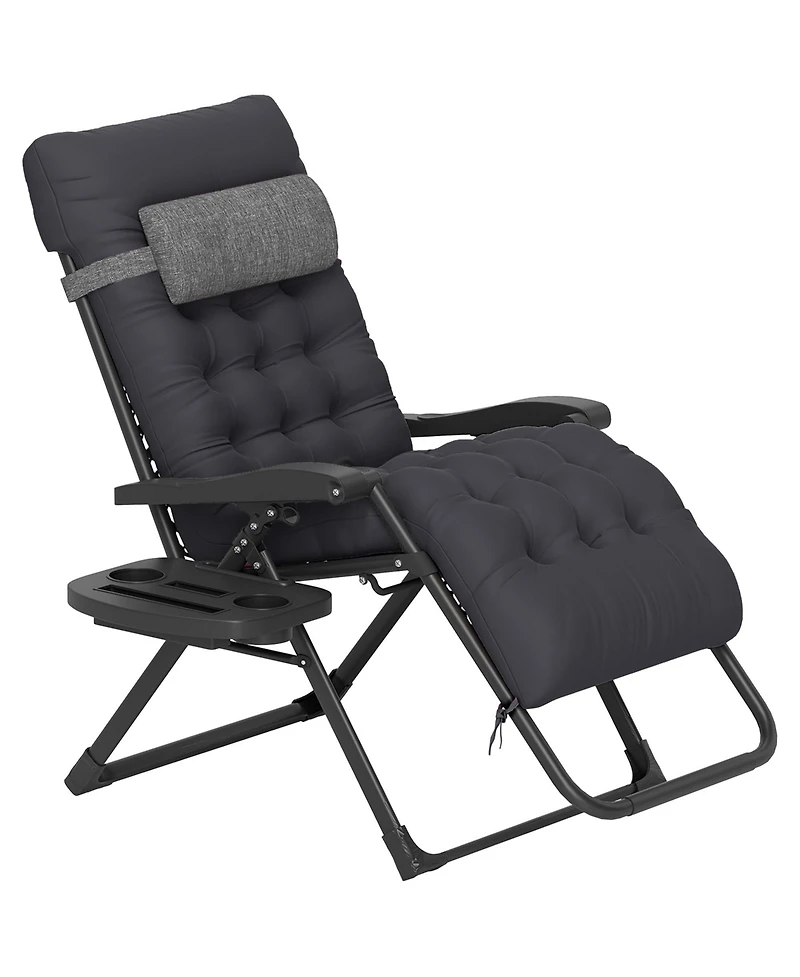 Mountaintop Zero Gravity Recliner Chair with Cup Holder Cushion Foldable Black