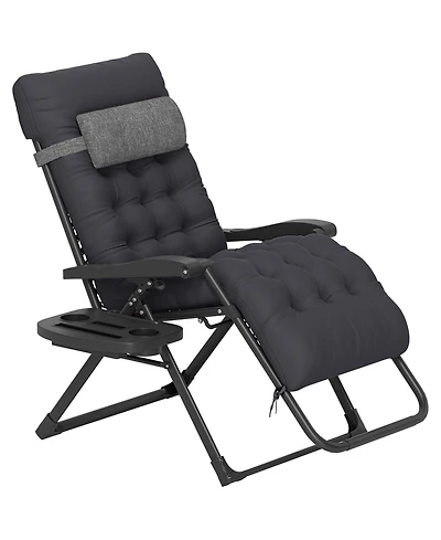 Mountaintop Zero Gravity Recliner Chair with Cup Holder Cushion Foldable Black