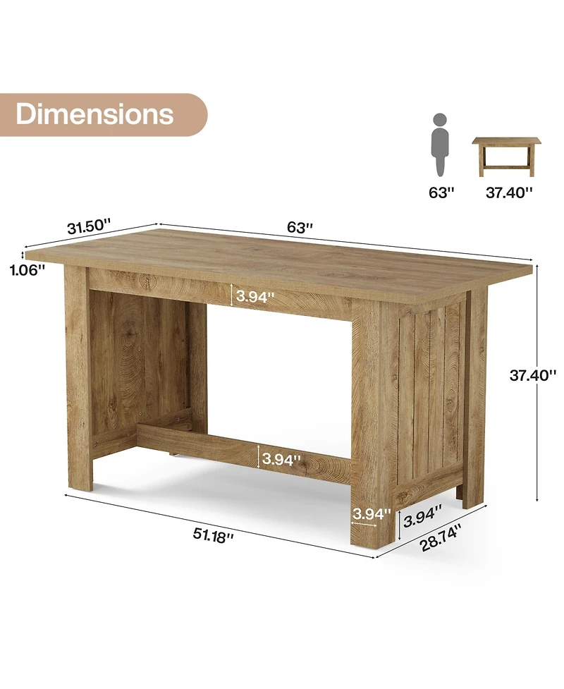 Tribesigns 63-Inch Kitchen Island with Seating, Farmhouse Stationary