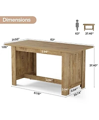Tribesigns 63-Inch Kitchen Island with Seating, Farmhouse Stationary