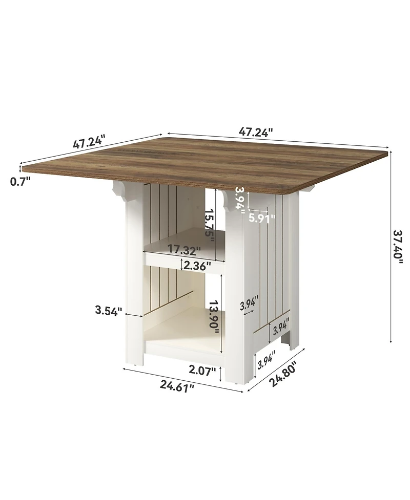 Tribesigns 47" Square Kitchen Island with Storage,Island Table