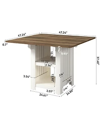 Tribesigns 47" Square Kitchen Island with Storage,Island Table