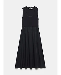 Mint Velvet Women's Scallop Short Sleeve Trim Midi Dress