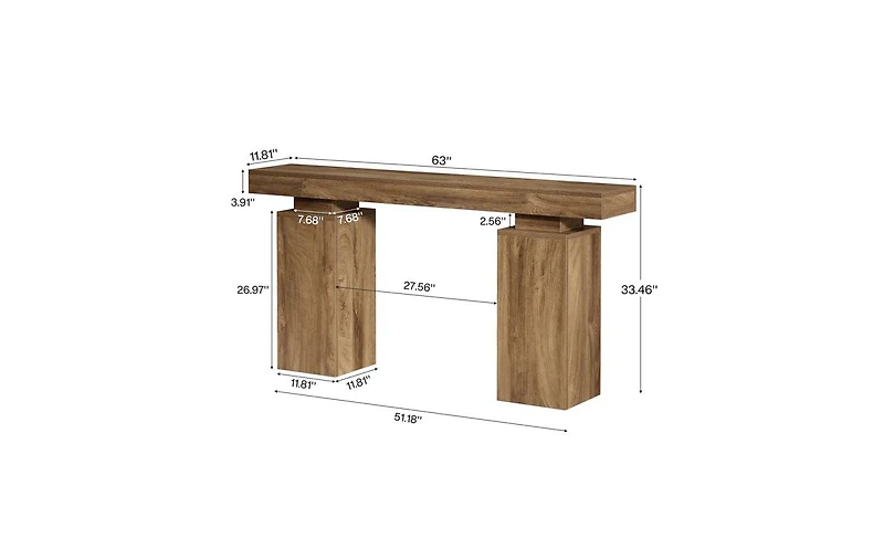 Slickblue 63" Wooden Console Table for Entryway or Foyer