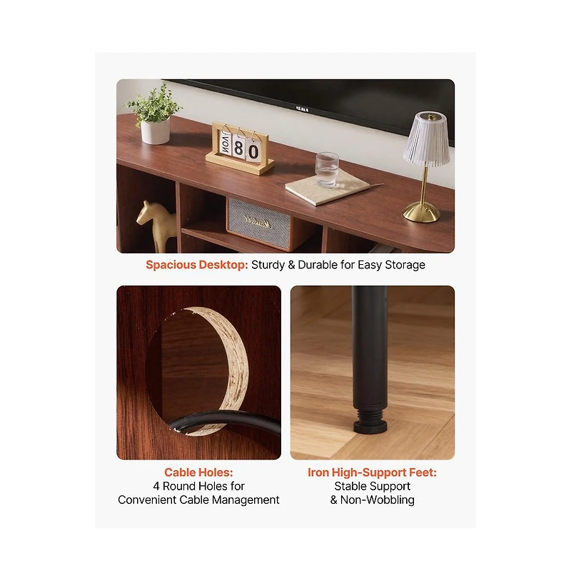 Slickblue Television Stand with Rolling Door and Adjustable Shelves, Media Console for Living Room