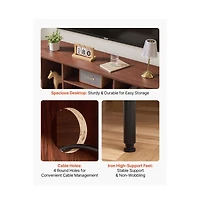 Slickblue Television Stand with Rolling Door and Adjustable Shelves, Media Console for Living Room