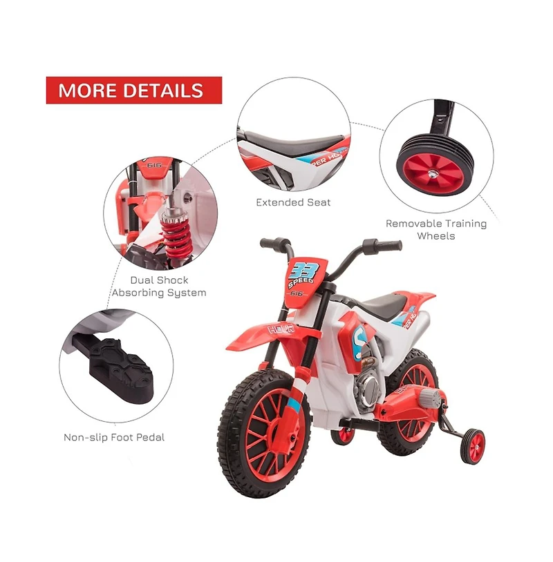 Sevorley 12V Kids Electric Ride-On Motorcycle with Training Wheels, Ages 3-5
