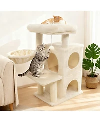 Sugift Kitten Tower 33.5 Inch with 2-Tier Condo Rotatable Basket and Padded Top Perch