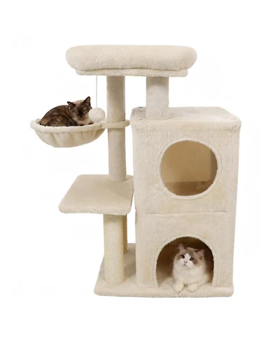 Sugift Kitten Tower 33.5 Inch with 2-Tier Condo Rotatable Basket and Padded Top Perch