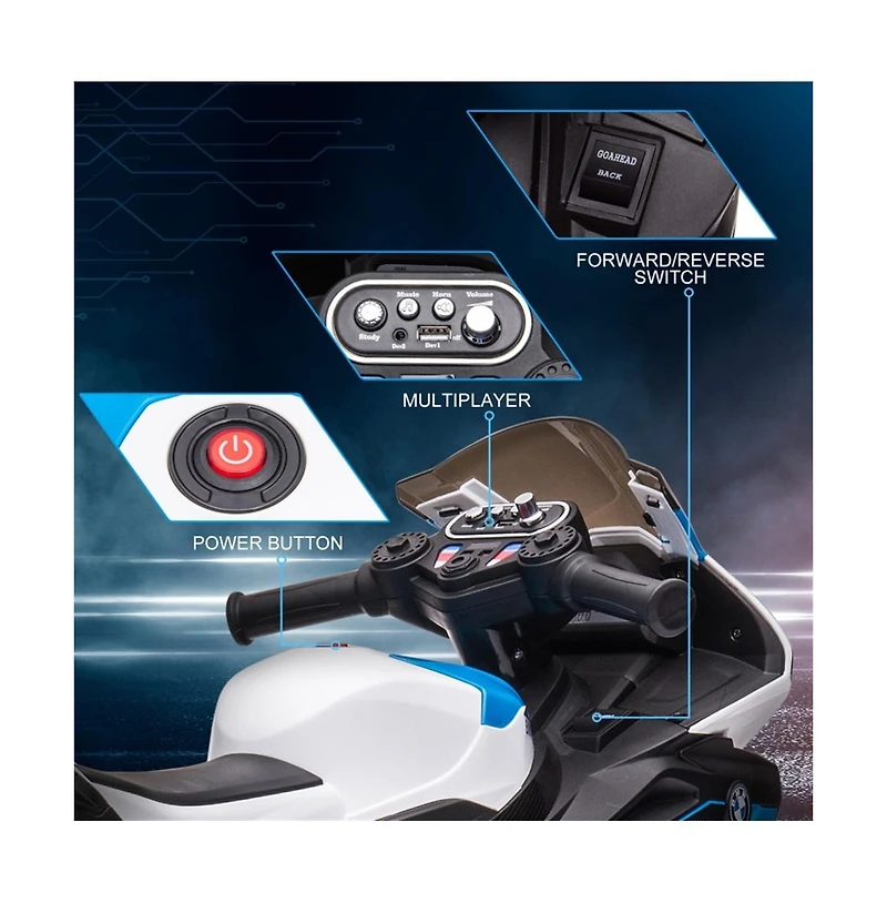 Sevorley 6V Electric Ride-On Motorcycle with Training Wheels and Led Lights, Ages 18 months-5 years