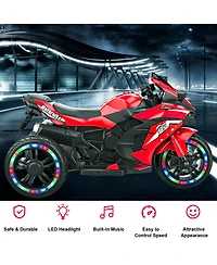 Sevorley 12V Kids Electric Ride-On Motorcycle with Rechargeable Led Lights and Music, Ages 3-6