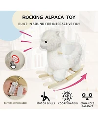 Sevorley Plush Alpaca Rocking Ride-On Toy With Sound, Ages 1-3