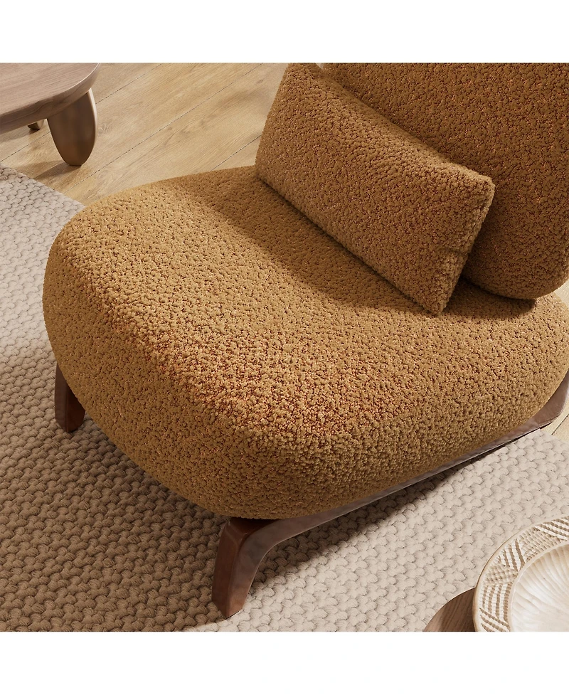 Morden Fort Cloud-Soft Caramel Boucle Armless Accent Chair Upholstered Living Room Side Chairs with Waist Cushion