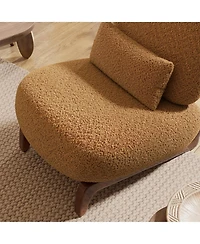 Morden Fort Cloud-Soft Caramel Boucle Armless Accent Chair Upholstered Living Room Side Chairs with Waist Cushion