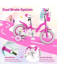 Sugift 14 in Girls' Adjustable Bike with Removable Training Wheels, Ages 3-5