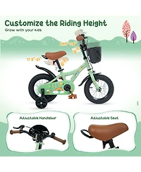 Sugift 12 in Girls Bike with Training Wheels and Basket, Ages 3-4