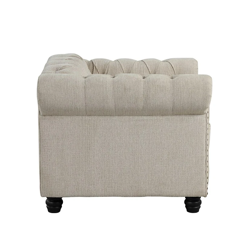 Morden Fort Linen Chesterfield Armchair for Living Room Button Tufted Accent Chair with Cushion