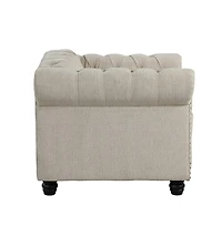 Morden Fort Linen Chesterfield Armchair for Living Room Button Tufted Accent Chair with Cushion