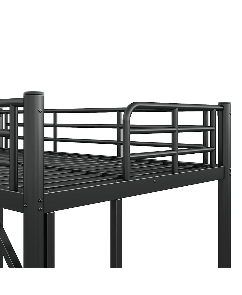 Streamdale Furniture Twin Xl Metal Loft Bed with Ladder and Guardrails