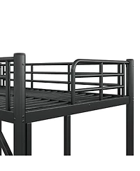 Streamdale Furniture Twin Xl Metal Loft Bed with Ladder and Guardrails