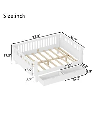 Streamdale Furniture Full Size Wood Platform Bed with Rails for Kids