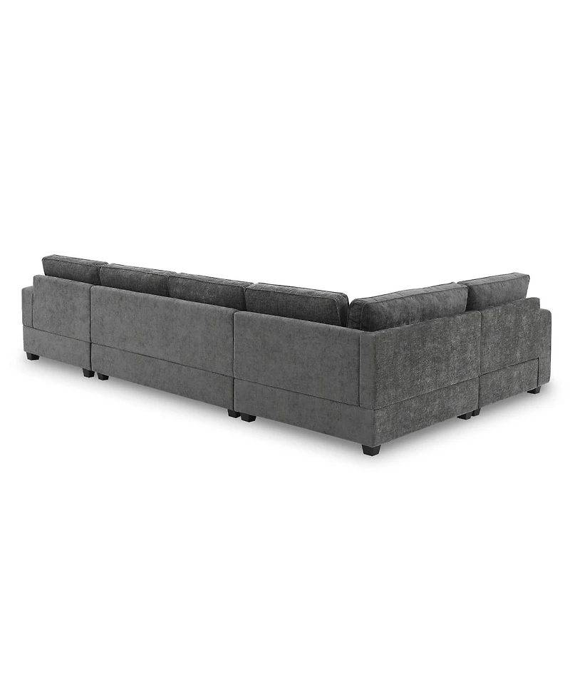 Streamdale Furniture 117.5" 6-Seat U-Shaped Chenille Sectional Sofa with Cup Holders and Chaise