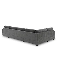 Streamdale Furniture 117.5" 6-Seat U-Shaped Chenille Sectional Sofa with Cup Holders and Chaise