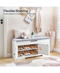 Slickblue Long Wooden Shoe Rack Bench 3-Tier Entryway Storage Organizer for Hallway