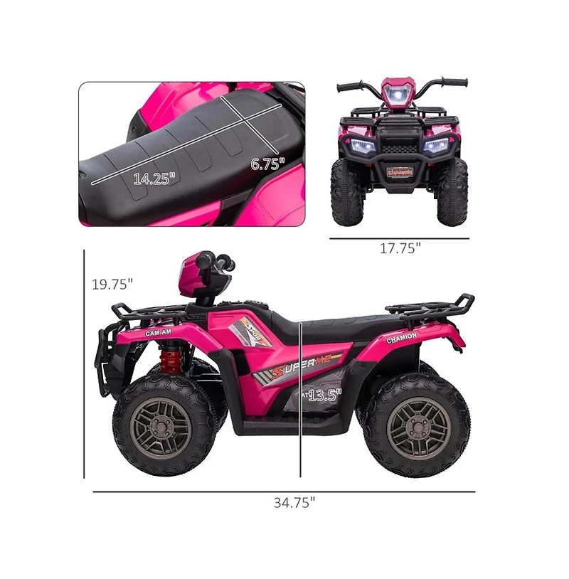 Sevorley 12V Kids Electric Ride-On Car with Led Lights and Music, Ages 37-72 Months