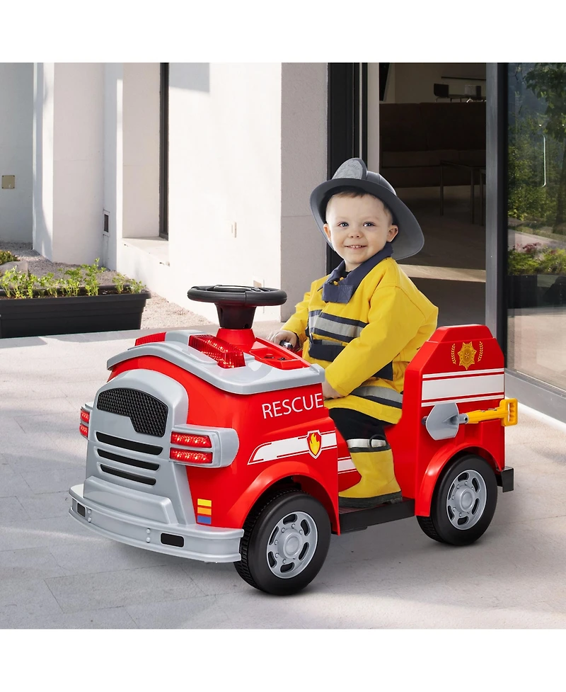 Sevorley 12V Kids Electric Ride-On Fire Truck with Led Lights and Music, Ages 3-5