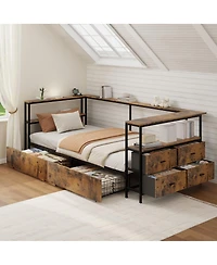 Streamdale Furniture Twin Metal Platform Bed Frame with Storage Drawers