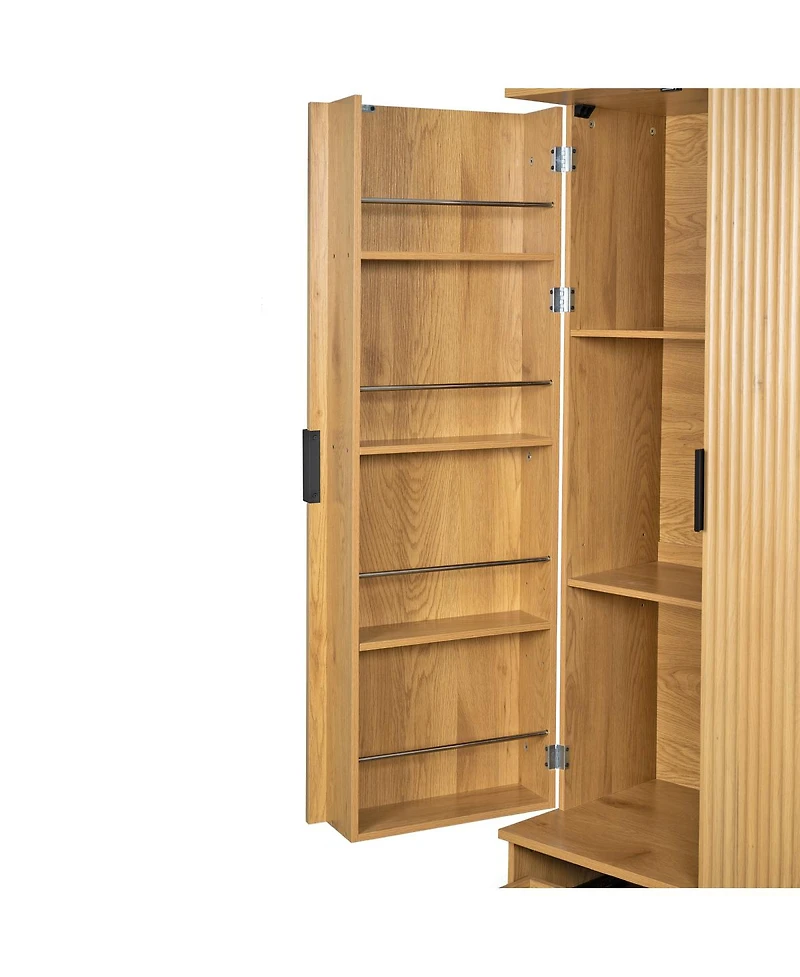 Streamdale Furniture 72" Modern Fluted Kitchen Pantry Cabinet with Spice Rack