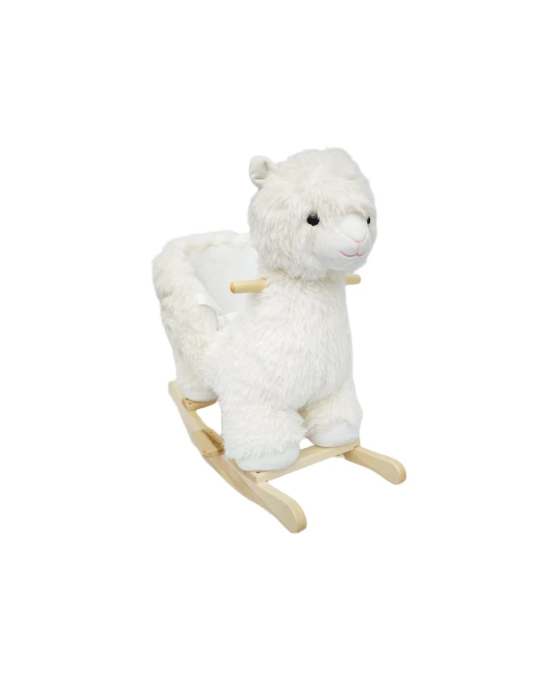 Sevorley Plush Alpaca Rocking Ride-On Toy with Safety Belt and Sound Effects, Ages 1-3