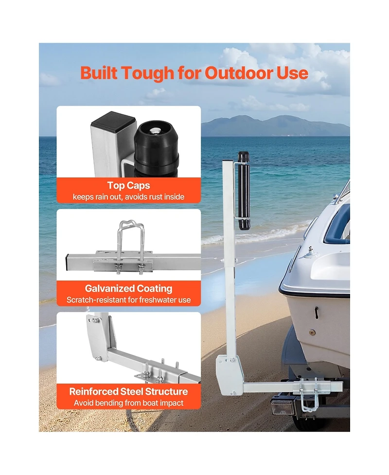 Sugift 2Pieces Boat Trailer Guides 27.6-41.3 in Height Adjustable with Smooth Rollers for Over 16 in Boats
