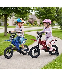 Sugift 12 in Motorcycle-Style Kids Bike with Training Wheels, Ages 3-4