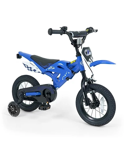 Sugift 12 in Motorcycle-Style Kids Bike with Training Wheels, Ages 3-4