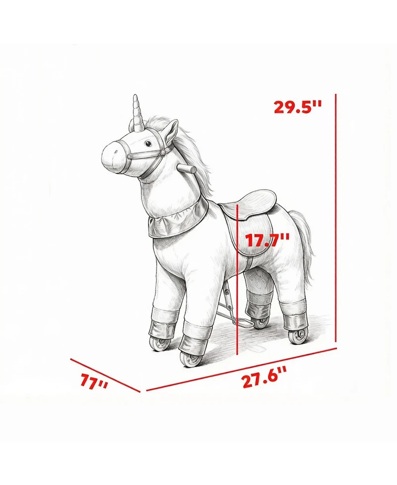 Sevorley Plush Unicorn Rocking Ride-On Toy, Ages 3-5