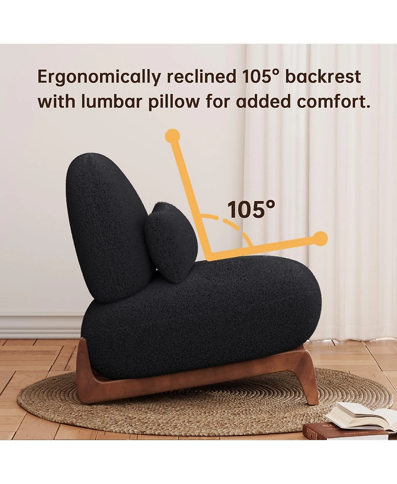 Morden Fort Cloud-Soft Sherpa Boucle Armless Accent Chair Upholstered Living Room Side Chairs with Waist Cushion