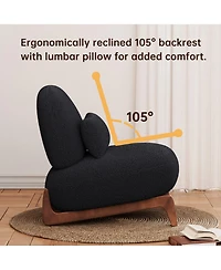 Morden Fort Cloud-Soft Sherpa Boucle Armless Accent Chair Upholstered Living Room Side Chairs with Waist Cushion